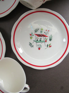 1950s Crown Ducal Arizona Pattern. Job Lot Four Trios: Teacup, Saucer and Side Plate