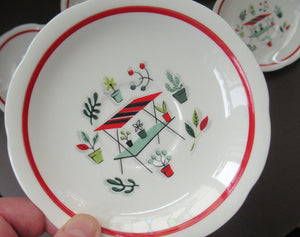 Vintage 1950s Tableware: Rare Crown Ducal Arizona Pattern. SIX ESPRESSO CUPS AND SAUCERS