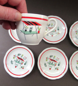 Vintage 1950s Tableware: Rare Crown Ducal Arizona Pattern. SIX ESPRESSO CUPS AND SAUCERS