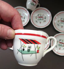 Load image into Gallery viewer, Vintage 1950s Tableware: Rare Crown Ducal Arizona Pattern. SIX ESPRESSO CUPS AND SAUCERS
