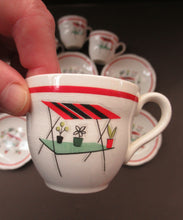 Load image into Gallery viewer, Vintage 1950s Tableware: Rare Crown Ducal Arizona Pattern. SIX ESPRESSO CUPS AND SAUCERS
