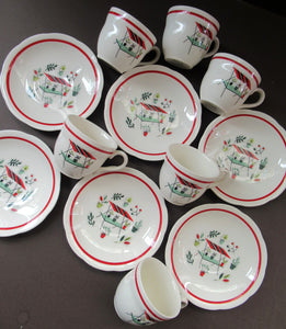 Vintage 1950s Tableware: Rare Crown Ducal Arizona Pattern. SIX ESPRESSO CUPS AND SAUCERS