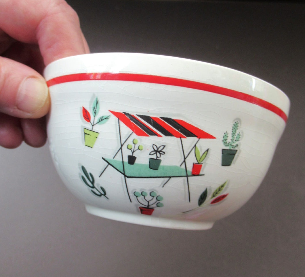 1950s Atomic Garden Design. Crown Ducal Arizona Pattern Open Sugar Bowl
