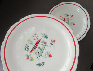 1950s Atomic Garden Design. Crown Ducal Arizona Pattern  Pair of Side Plates