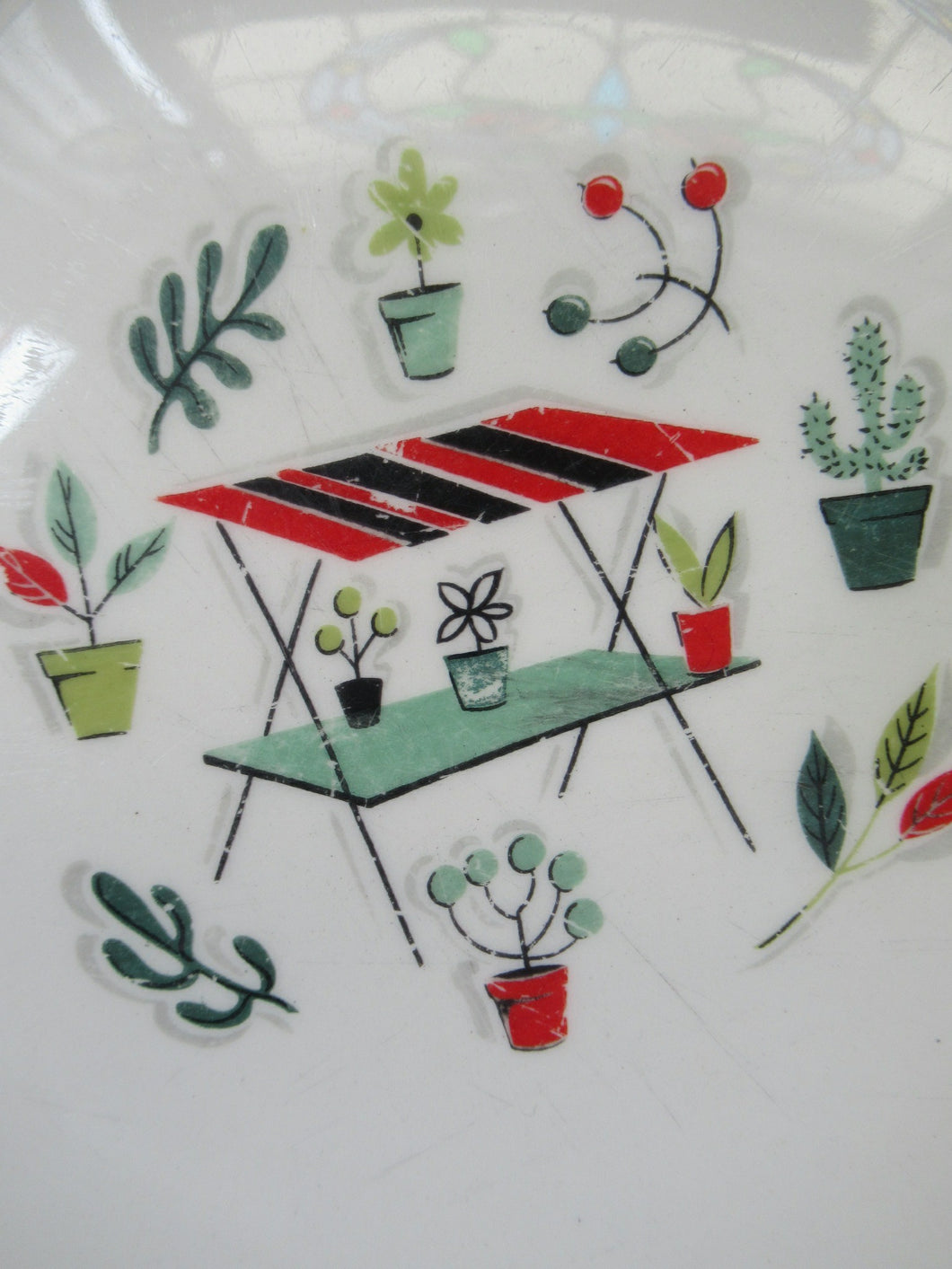 1950s Atomic Garden Design. Crown Ducal Arizona Pattern  Pair of Side Plates