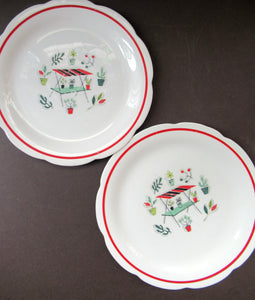1950s Atomic Garden Design. Crown Ducal Arizona Pattern  Pair of Side Plates