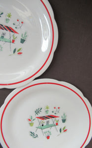 1950s Atomic Garden Design. Crown Ducal Arizona Pattern  Pair of Side Plates