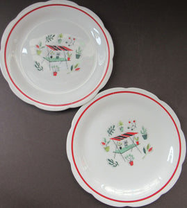 1950s Atomic Garden Design. Crown Ducal Arizona Pattern  Pair of Side Plates