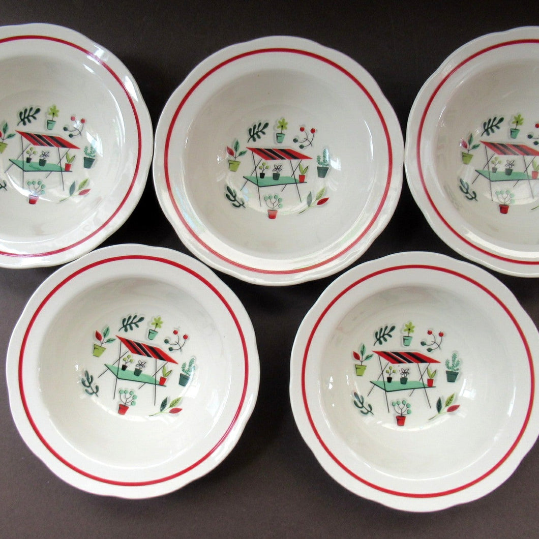 1950s Atomic Garden Design. Crown Ducal Arizona Pattern  Round Bowls