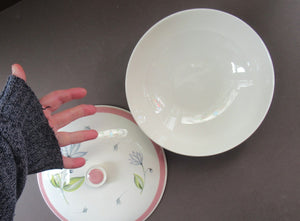 Crown Ducal Lidded Serving Dish Pink Water Lily Pattern