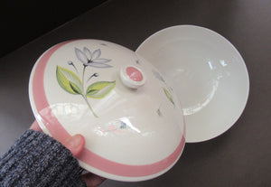 Crown Ducal Lidded Serving Dish Pink Water Lily Pattern