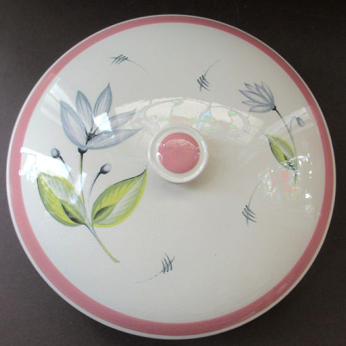 Crown Ducal Lidded Serving Dish Pink Water Lily Pattern