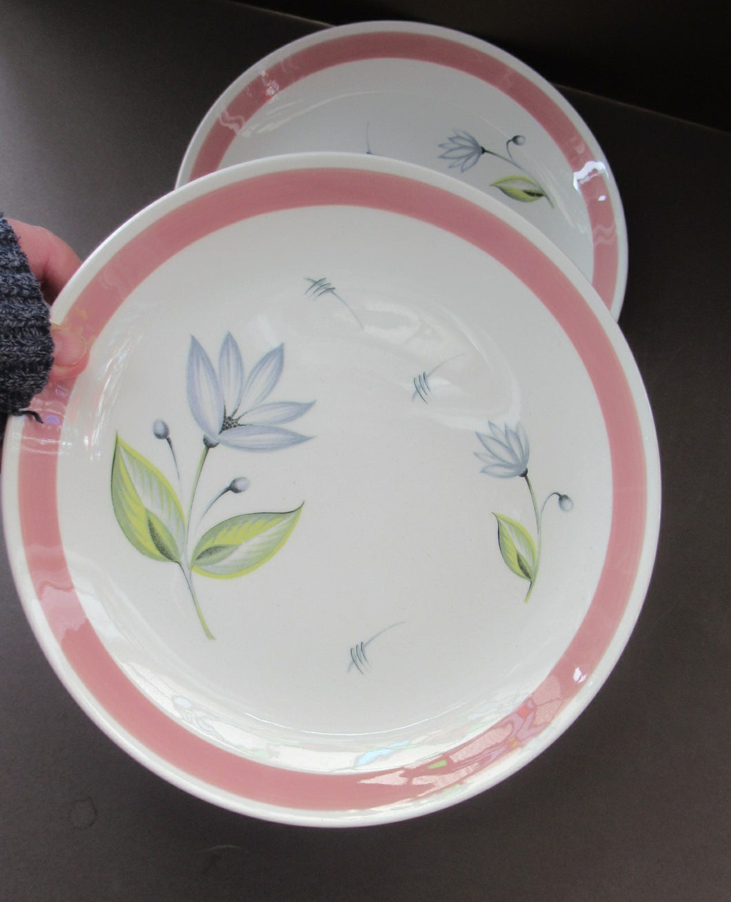 Two Crown Ducal Dessert Plates Pink Water Lily Pattern