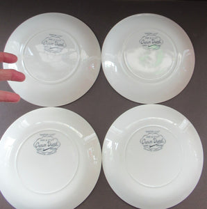 Set of Four Small Crown Ducal Side Plates Water Lily Pattern