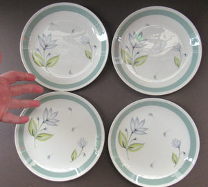 Set of Four Small Crown Ducal Side Plates Water Lily Pattern