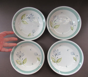 Set of Four Small Crown Ducal Bowls Water Lily Pattern 