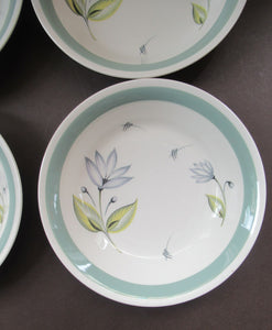 Set of Four Small Crown Ducal Bowls Water Lily Pattern