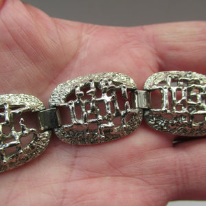 1960s Silver Colour Brutalist Design Bracelet Vintage Costume Jewellery