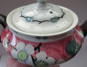1920s MakMerry Mak Merry Scottish Pottery Teapot. White Prunus Catherine Blair