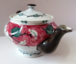 1920s MakMerry Mak Merry Scottish Pottery Teapot. White Prunus Catherine Blair