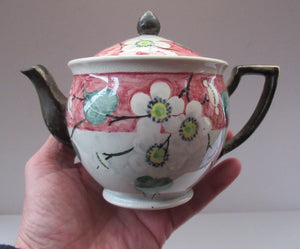 1920s MakMerry Mak Merry Scottish Pottery Teapot. White Prunus Catherine Blair