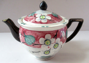 1920s MakMerry Mak Merry Scottish Pottery Teapot. White Prunus Catherine Blair