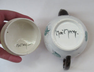 1920s MakMerry Mak Merry Scottish Pottery Teapot. White Prunus Catherine Blair