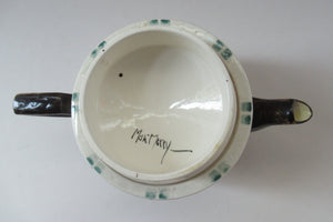 1920s MakMerry Mak Merry Scottish Pottery Teapot. White Prunus Catherine Blair