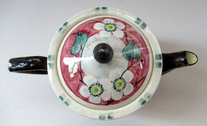 1920s MakMerry Mak Merry Scottish Pottery Teapot. White Prunus Catherine Blair