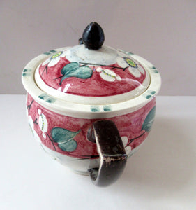 1920s MakMerry Mak Merry Scottish Pottery Teapot. White Prunus Catherine Blair