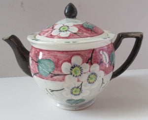 1920s MakMerry Mak Merry Scottish Pottery Teapot. White Prunus Catherine Blair