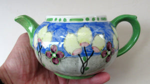 1920s Scottish Art Pottery Makmerry Mak Merry Teapot with Honesty Heads. Blue Colour