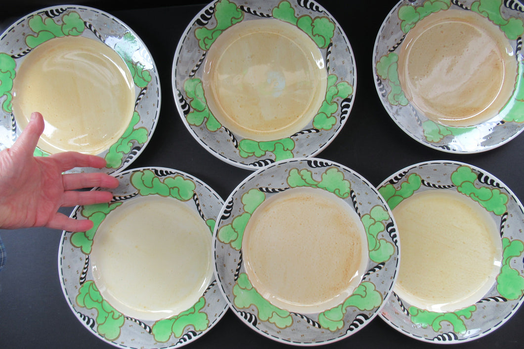 1920s 1930s Art Nouveau Antique Scottish Pottery Bough Side Plates 10 inches