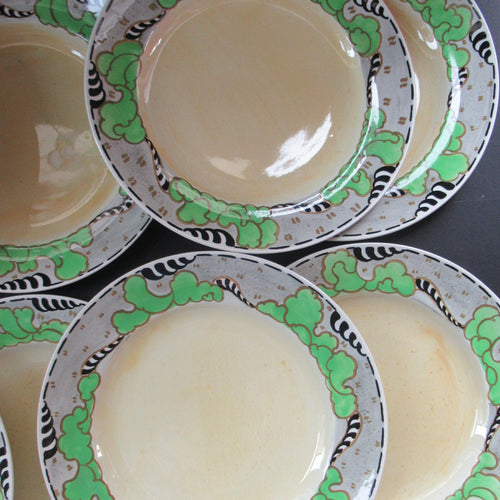 1920s 1930s Art Nouveau Antique Scottish Pottery Bough Side Plates 9 inches