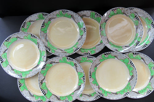 1920s 1930s Art Nouveau Antique Scottish Pottery Bough Side Plates 9 inches