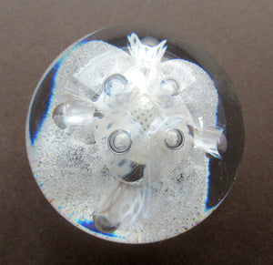 Silver Wedding Gift. 1992 Scottish Caithness Glass Paperweight Margot Thomson Congratulations