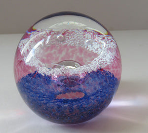 Alastair MacIntosh 1993 Scottish Caithness Glass Paperweight Blue Splash