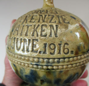 Antique Scottish Pottery Money Box 1916 Rosslyn Pottery Pirie Bank