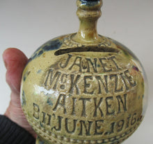 Load image into Gallery viewer, Antique Scottish Pottery Money Box 1916 Rosslyn Pottery Pirie Bank
