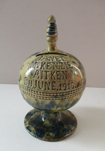 Antique Scottish Pottery Money Box 1916 Rosslyn Pottery Pirie Bank