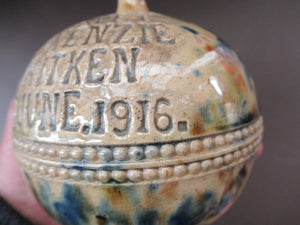 Antique Scottish Pottery Money Box 1916 Rosslyn Pottery Pirie Bank