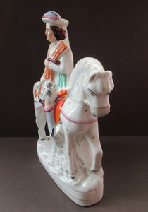 Antique Staffordshire on Scottish Horseman Playing the Bagpipes