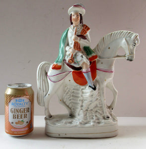 Antique Staffordshire on Scottish Horseman Playing the Bagpipes