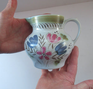 SCOTTISH POTTERY. 1950s BUCHAN Stoneware Jug with Pretty Floral Pattern