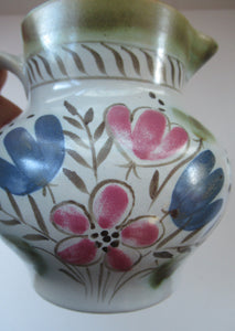 SCOTTISH POTTERY. 1950s BUCHAN Stoneware Jug with Pretty Floral Pattern