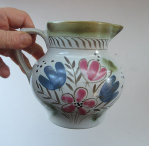 SCOTTISH POTTERY. 1950s BUCHAN Stoneware Jug with Pretty Floral Pattern