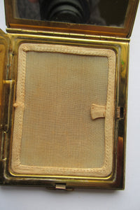 1950s Oblong Gold Tone and Diamante Powder Compact