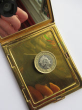 Load image into Gallery viewer, 1950s Oblong Gold Tone and Diamante Powder Compact
