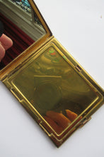 Load image into Gallery viewer, 1950s Oblong Gold Tone and Diamante Powder Compact
