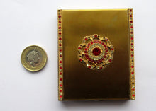 Load image into Gallery viewer, 1950s Oblong Gold Tone and Diamante Powder Compact
